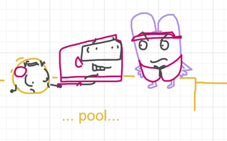 A panel from Running Duos, episode four of the Board Boards object show by Furretwalk/WalkingFurret.